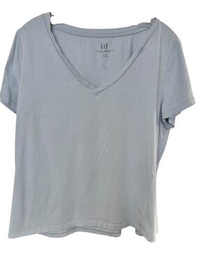 GAP Soft Organically Grown Cotton V-Neck Tee in Pale Blue XL